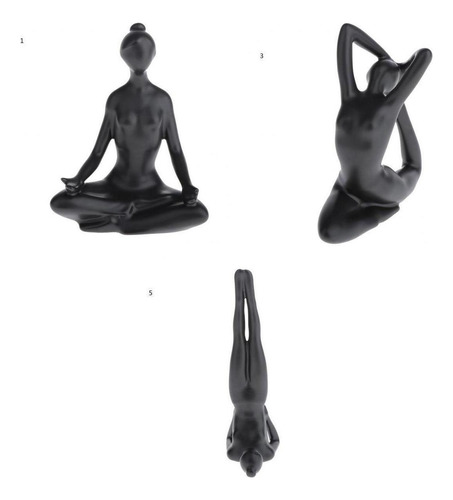 3/set Estatuas De Yoga Modernas Escultura Femenina Pose De Y