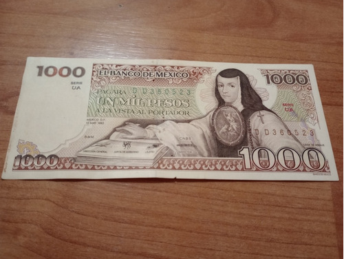 Billete Antiguo De 1000 Pesos Mexicanos De Colección 