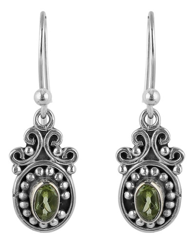 Aretes De Peridoto Natural Plata De Ley 925, Aretes Col...