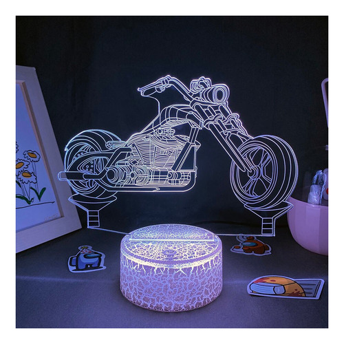 Luz Nocturna Led Con Forma De Motocicleta Con Ilusión 3d, Re