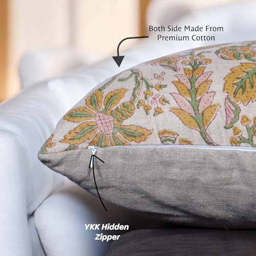 Funda De Almohada De Lino Puro Con Estampado Floral