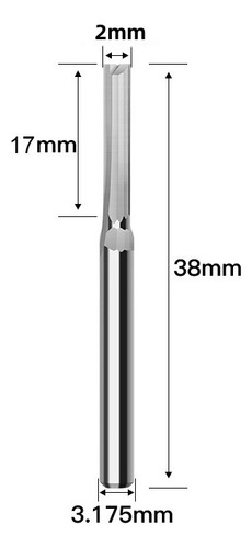 Kit 4 Fresas Reta Usinagem Cnc Router 2mm X 17mm