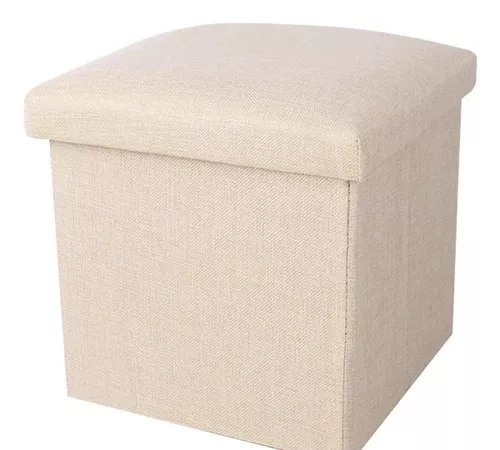 Comprar Taburete Baúl Plegable de Cuero Sintético Blanco con Almacenaje y  Asiento