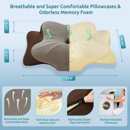 Almohada Egonomica Para Cuello Y Cervical Queen Size Marron