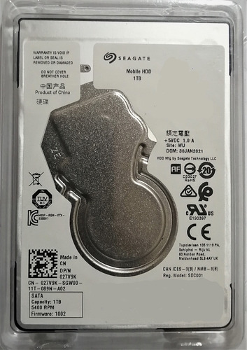 Disco Duro Seagate Mecanico 1 Tb 2,5 Notebook