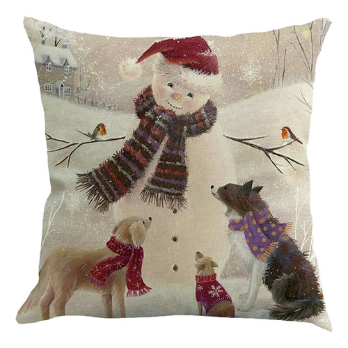 Funda De Almohada M Con Estampado Navideño Para Sofá Cama, D