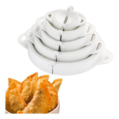 Conjunto De 5 Formas Redondas Para Fazer Pastéis E Risoles Cor Branco