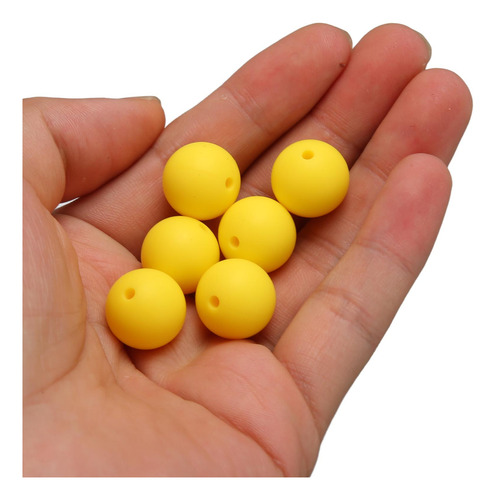 Perlas De Silicona Amarillas A Granel, 105 Unidades, 15 Mm,