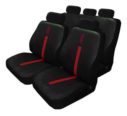 Fundas Para Vehiculos Universal Negro -rojo 9 Pza En Msp