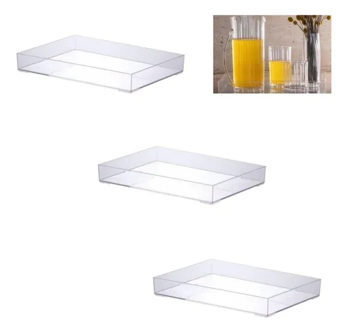 3 Bandejas Grandes De Acrílico Transparente Para Sala Café - R$ 111,69 thumbnail