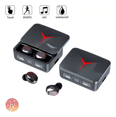 Auriculares deportivos inalámbricos Bluetooth M90 Pro, negros, color de luz: blanco