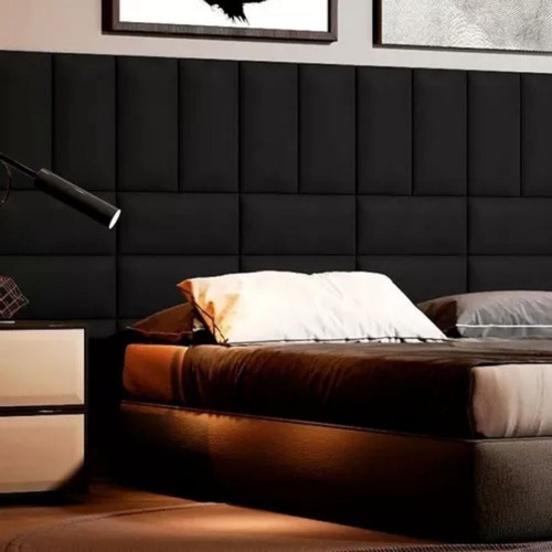 Cabeceira Cama Box King Modulada 2m 10 Placas Estofado Cor Preto