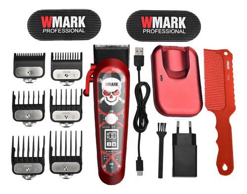 Maquina De Cortar Cabelo Wmark Ng 130 Red Base Inducao