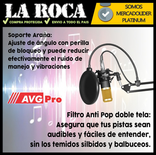 Combo Mixer Usb 3 Canales Microfono Condenser Accesorios Cuo