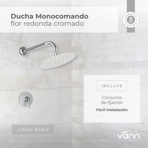 Griferia Ducha Flor Formato Redonda Vann Motorarg