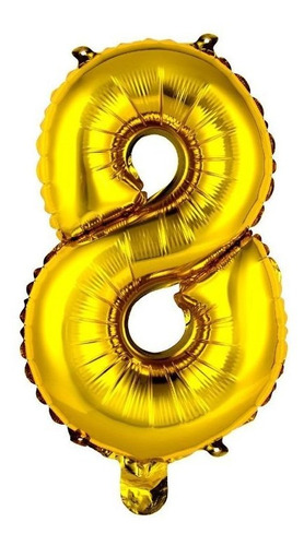 Balão Metalizado Dourado - Número 8 - 16 Polegadas - 40 Cm