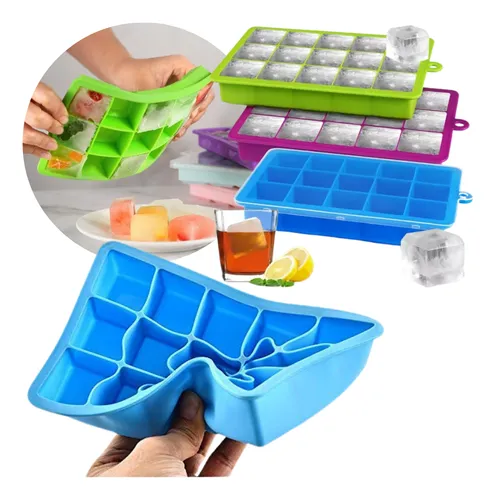 comprar Cubitera Molde Silicona Hielo Hielera Tapa Apilable Cubetera Color
