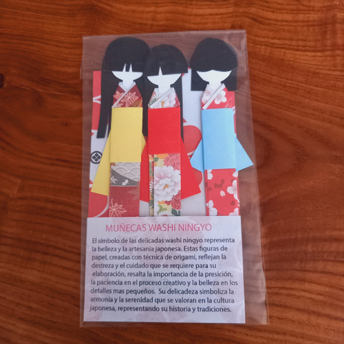 3 Washi Ningyo, Muñeca Japonesa De Papel Origami 