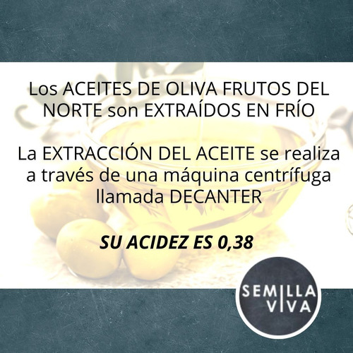 Imagen 2 de 7 de Aceite De Oliva Orgánico Frutos Del Norte Pack 12un X 500 Ml