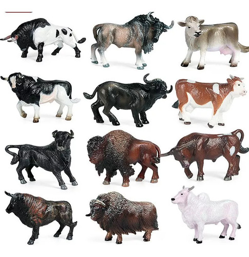 12 Figuras Realistas De Animales De Granja Modelo Vaca Para