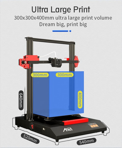 Impresora 3d Anet Et5 Modelo 2020 Touch Screen Black/red