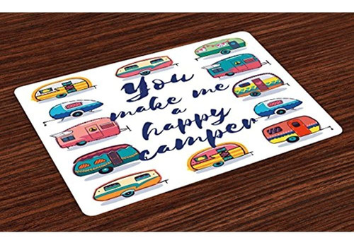 Lunarable Camper Place Mats Juego De 4 You Make Me Happy Cam