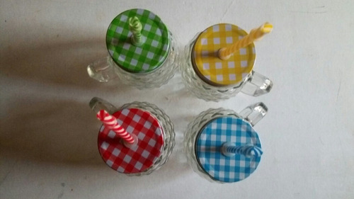 Vasos Mason Jar Jarra De Vidrio Varios Colores Con Asa Piña