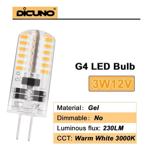 Dicuno G4 3w Led Luces De Luz Blanca Cálida De 12v A 20w ~