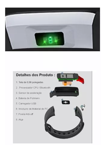 Pulseira Relógio Inteligente Smart B6a Monitor Cardíaco