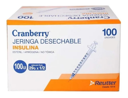 Jeringa Desechable Insulina 29g X 1/2 Cranberry - 100 Unds