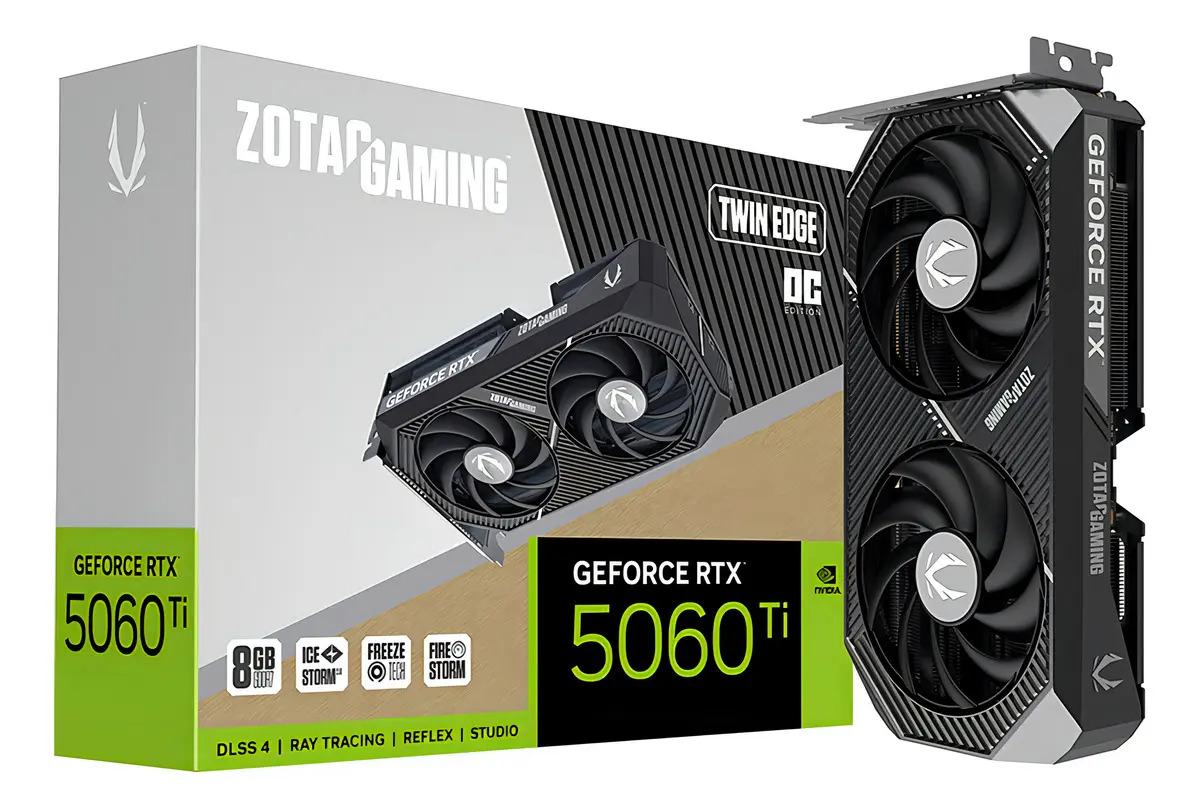 Tarjeta De Video Zotac Gaming Geforce Rtx 5060 Ti Twin Edge Oc 8gb Gddr7 Zt-b50610h-10m 2 Fan Dlss 4 Pci Express 5.0 Ia