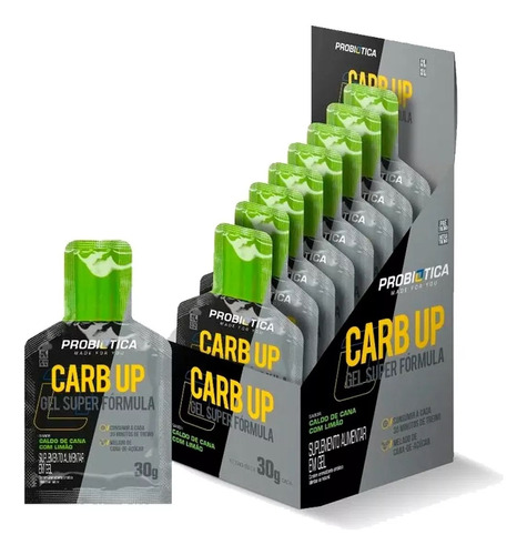 Caixa 10 Carb Up Gel Black Cafeína Probiotica Energy Blend