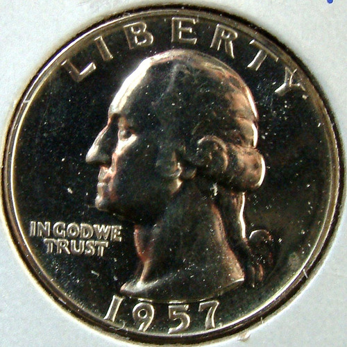 1957 P Washington Quarter 25c Centavo Ms Proof Eeuu Ringking