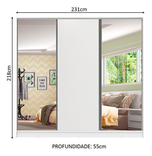 Ropero Closet Madesa Royale 3 Puertas 2 Espejo Color Blanco