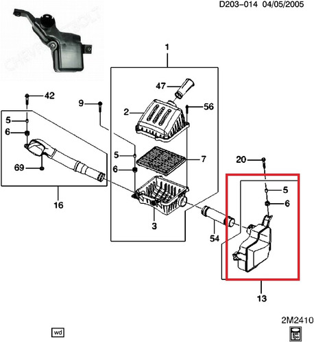 96591491 Resonador Aire Motor Spark Original 55