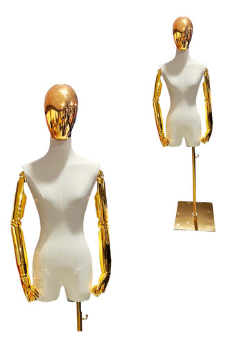 Maniquí Vintage Detalles Cromados Oro