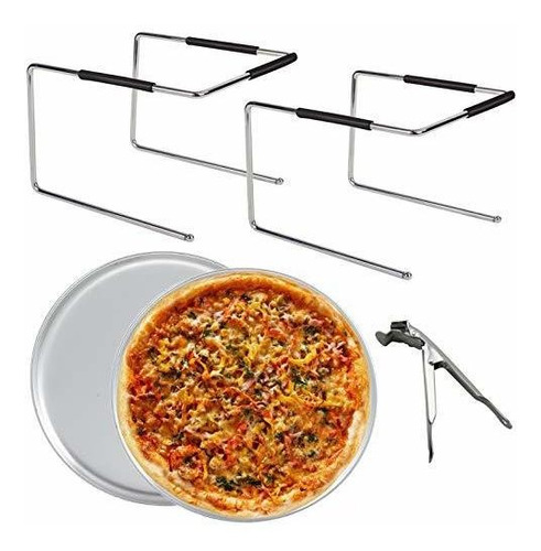 Tiger Chef Pizza Stand And Pizza Pan Set: Two Pizza Stands F