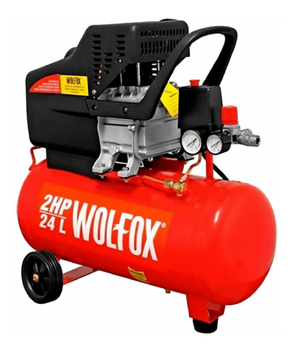 Compresor de aire eléctrico Wolfox WF0736 24L 2hp 127V 60Hz rojo