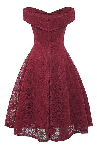 Vestido Mujer Elegante Encaje Cuello En V Off Shoulder