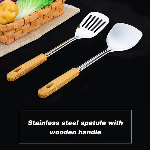 Espátula De Cocina De Acero Inoxidable Con Mango De Madera