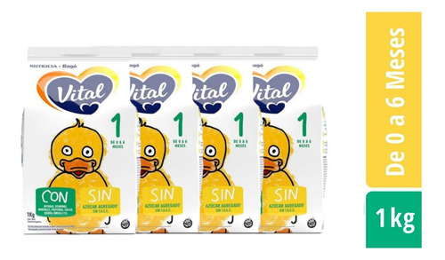 Vital 1 Nf Leche En Polvo Pouch 1kg Combo X 4