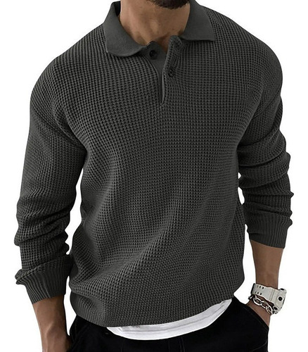 Jersey De Color Liso Con Cuello De Polo Para Hombre