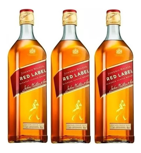 Whisky Johnnie Walker Red Label 750ml Pack X3 Scotch Escocia