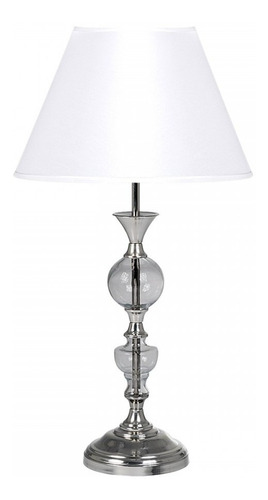 Lampara De Mesa Luz Moderna Veladores Living Dormitorio Lds Estructura Platil Pantalla Blanca Conica