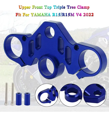 Pinza De Árbol Triple Cnc For Yamaha R15 V4 22 Azul