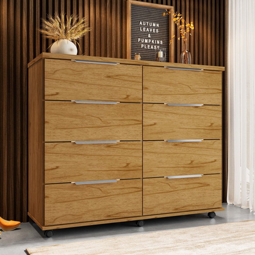 Cômoda 8 Gavetas Athenas Cor Cedro - Rud Rack