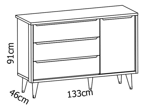 Jogo De Quarto Bebê Théo Retrô Branco Natural 3 Portas