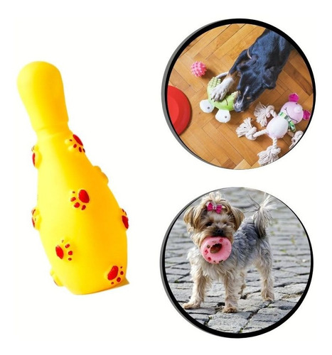 Brinquedo Pet - Pino De Boliche De Borracha Cor:amarelo