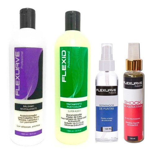 Shampoo Flexuave, Balsamo Revita,  Keratina Y Reparador Ptas