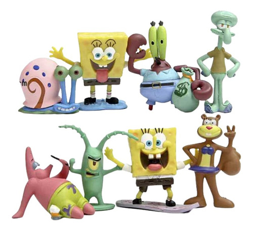 Bob Esponja Y Amigos Adorno Pecera Acuario Pack Personajes 